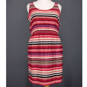 LOFT Dress 10 Pink Stripes Black Purple Sundress